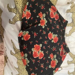 Black and Red floral print skirt